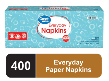 Great Value Everyday Paper Napkins, White, 400 Count