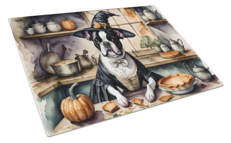 NEW Boston Terrier Fall Kitchen Pumpkins Glass Cutting Board Decorative Tempered Glass Kitchen Cutting and Serving Board Large Size Chopping Boar