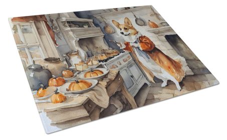 NEW Corgi Fall Kitchen Pumpkins Glass Cutting Board Decorative Tempered Glass Kitchen Cutting and Serving Board Large Size Chopping Board