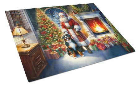 NEW Bernese Mountain Dog and Santa Claus Glass Cutting Board Decorative Tempered Glass Kitchen Cutting and Serving Board Large Size Chopping Boar