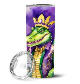 Alligator King of Mardi Gras Stainless Steel Skinny Tumbler Vacuum Double Walled Reusable Insulated Tumbler Travel Cup for Coffee Cocktails Gift